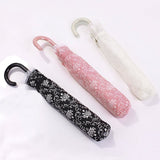 Women Girls Compact Travel Umbrella, Elegant Lace Lightweight Portable Folding Rain Umbrella Parasol