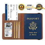 Passport Holder Cover Wallet Case - DESERTI BRANDS Leather RFID Blocking For Women Men - Brown