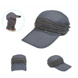 Summer Quick Dry Folding Wide Brim Sun Hat Anti UV Face Sun Protection Shield Mask Head Tube Sunhat Outdoor Cycling Hiking Fishing Fisherman's Bucket Cap Travel Beach Golf Baseball Peaked Cap Strawhat