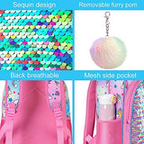 4PCS Unicorn Backpack for Girls, Sequin Prechool Bookbag and Lunch Box