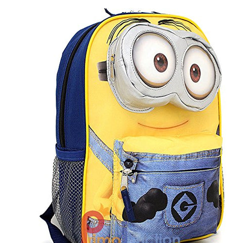 Despicable Me Minion Large School Backpack 16" Bag 3D Eye Pocket