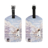 Glass Grape Wine Leather Luggage Bag Tag with Privacy Label Flap for Travel Suitcase Baggage Luggage