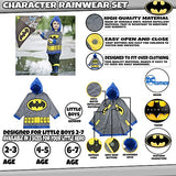 DC Comics Little Boys Batman or Superman Slicker and Umbrella Rainwear Set, Grey Batman, Age 4-5