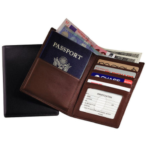 Royce Leather RFID Blocking Bifold Passport Currency Travel Wallet 