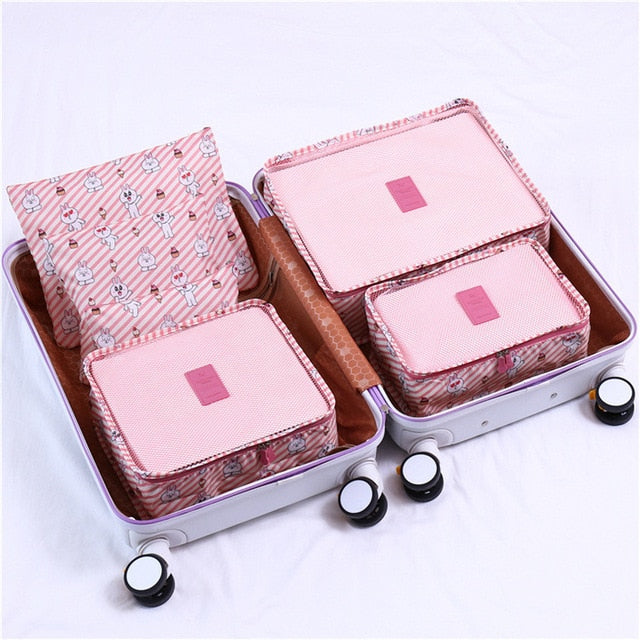 6PCS/Set Travel Bag Sets Waterproof Packing Cube Clothing Sorting System Durable Organizer