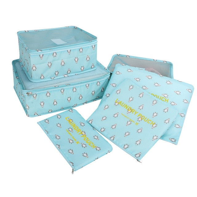 6Pcs/Set Animal Cartoon Travel Organizer Bag Cosmetic Bag Weekend Multifunction Travel Luggage