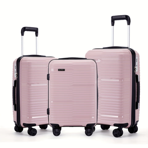 3 Pcs Solid Color Hard Shell Package 28 Inch + 24 Inch + 20 Inch Trolley Cases, Lightweight Travel Trolley Cases