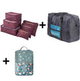 6pcs/set Plus Travel Handbags Travel Bags Pack Men and Women Luggage Travel Bags Packing Cubes