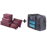 6pcs/set Plus Travel Handbags Travel Bags Pack Men and Women Luggage Travel Bags Packing Cubes