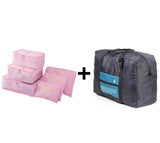 6pcs/set Plus Travel Handbags Travel Bags Pack Men and Women Luggage Travel Bags Packing Cubes