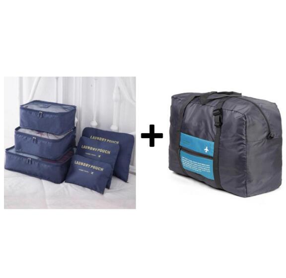 6pcs/set Plus Travel Handbags Travel Bags Pack Men and Women Luggage Travel Bags Packing Cubes