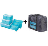 6pcs/set Plus Travel Handbags Travel Bags Pack Men and Women Luggage Travel Bags Packing Cubes