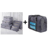 6pcs/set Plus Travel Handbags Travel Bags Pack Men and Women Luggage Travel Bags Packing Cubes