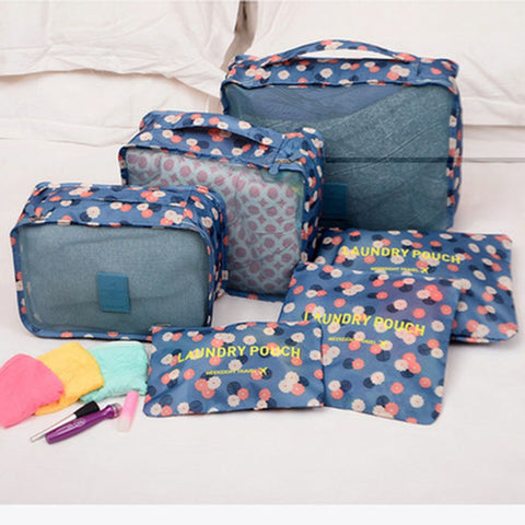 6pcs/set Waterproof Women Men Travel Fashion zipper Bags High Capacity Luggage Clothes Tidy