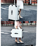 Suitcase, Aluminum Frame Trolley Case, Universal Wheel Luggage Code Suitcase High-Grade Aluminum Frame, White, 26 inch
