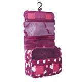 Heavy Duty Waterproof Hanging Toiletry Bag - Travel Cosmetic Makeup Organizer Bag for Women Girls Children Multifunction Travel Kit (Wine Red Daisy)