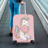 InterestPrint Cute Cartoon Unicorn Eating Donuts Travel Luggage Cover Suitcase Baggage Protector Fits 22"-25" Suitcase