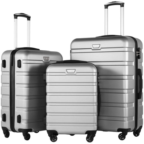 COOLIFE Luggage 3 Piece Set Suitcase Spinner Hardshell Lightweight TSA Lock (sliver3)