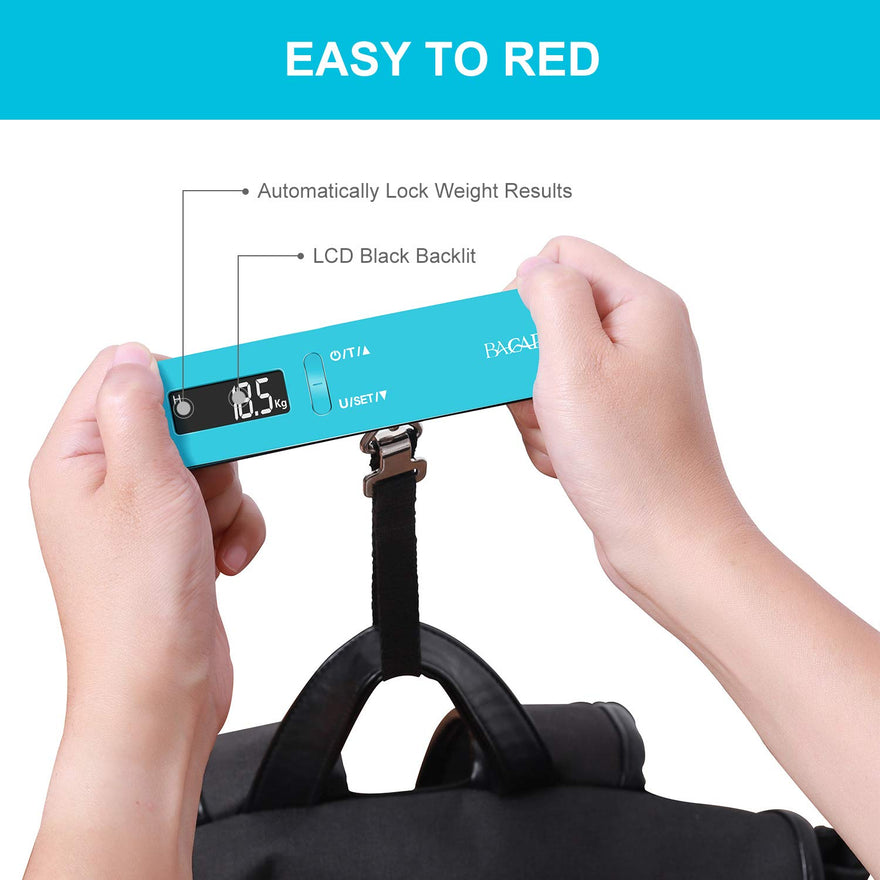 BAGAIL Digitale Bagage Scale, Hangende Baggage Scale met Backlit LCD Display, Reisgewichtsschaal, Draagbare Kofferweegschaal met Haak, 110lb/50kg capaciteit, Batterij inbegrepen bij Black BAGAIL Digitale Bagage Scale, Hangende Baggage Scale met Backlit LCD Display, Reisgewichtsschaal, Draagbare Kofferweegschaal met Haak, 110lb/50kg capaciteit, Batterij inbegrepen bij Black