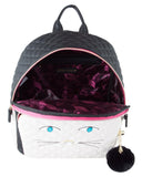 Betsey Johnson Quilted Cat Face Large Backpack - Black/White