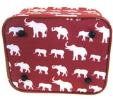 Elephant Print 2 Piece Train Case Cosmetic Set Travel Toiletry Luggage (Burgundy Red)