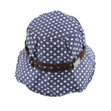 Womens Cotton Polka Dot Rippled Sun UV Protection Folding Bucket Hat Floppy Beach Cap