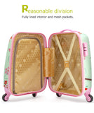 Lttxin cute kids suitcase pull along girls travelling with 4 wheel hard shell 18 inch for girl owl