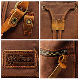 GEARONIC TM 21L Vintage Canvas Backpack for Men Leather Rucksack Knapsack 15 inch Laptop Tote