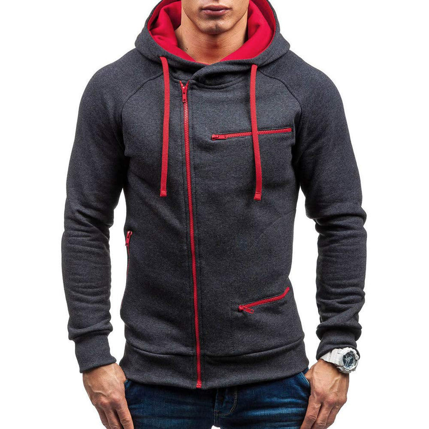 LIM&SHOP Men's Heavy Blend Fleece Hooded Sweatshirt, Contrast Raglan Long-Sleeve Pullover Hoodie with Pockets Zipper