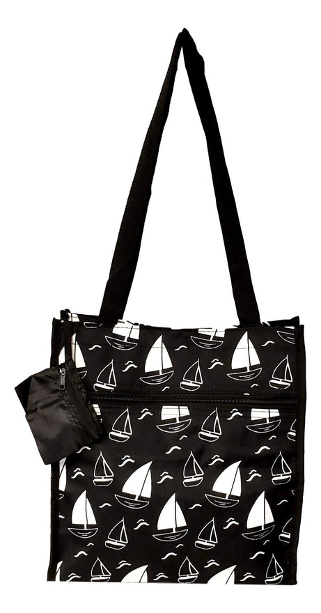 12 in by 13 in Tote Bag w/Mesh Water Bottle Pocket (Sailboat)