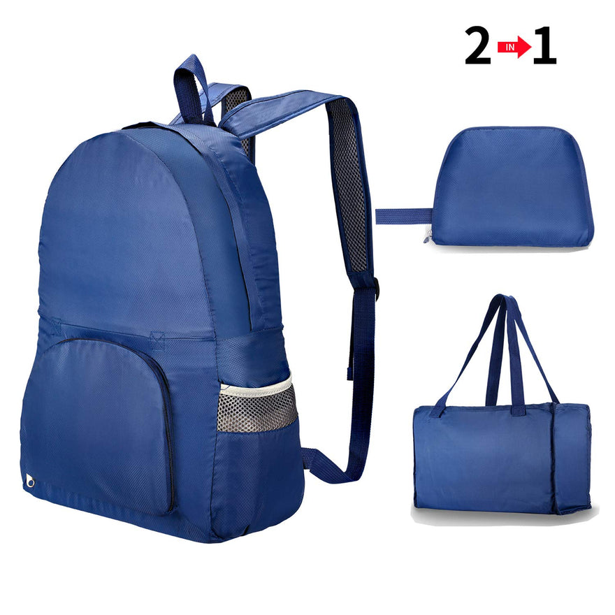 Etercycle Ultra Lightweight Foldable Backpack for Women Men, 2 in 1 Folding Travel Hand Bag Water Resistant Travel Hiking Backpacks Daypacks 20-35L(Navy)