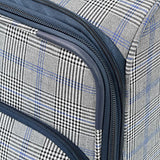 London Fog Knightsbridge Hl 21" Expandable Spinner, Grey/Navy Plaid