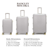 Badgley Mischka Diamond Hard Expandable Spinner Luggage Set (3 Piece) (Grey)