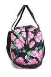 Betsey Johnson Nylon Quilted Black Floral Zip Heart Pocket Charm Detail Weekender Travel Bag