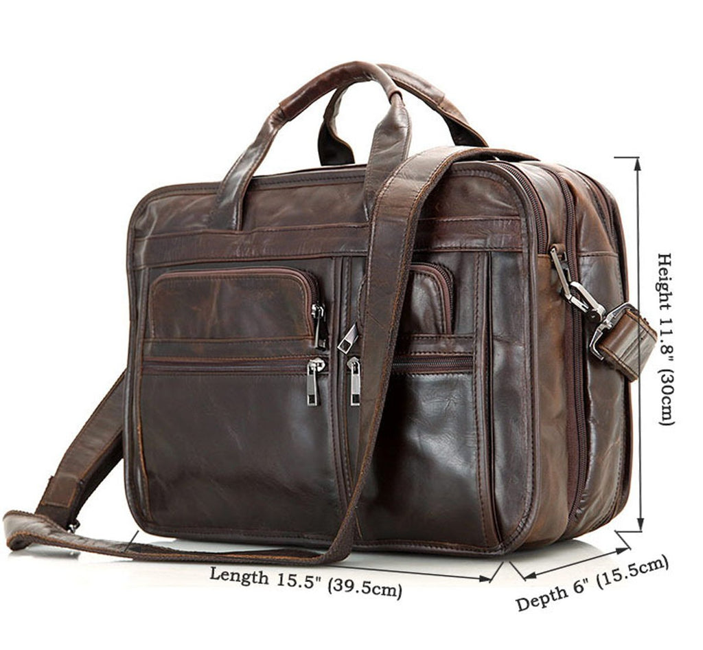 Leather Men Bag,Berchirly Genuine Leather 15inch Expandable Laptop ...