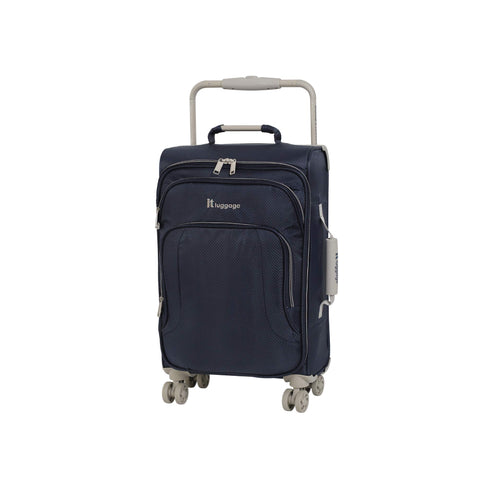 IT Luggage 22" World's Lightest 8 Wheel Spinner, Evening Blue With Cobblestone Trim
