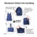 Etercycle Ultra Lightweight Foldable Backpack for Women Men, 2 in 1 Folding Travel Hand Bag Water Resistant Travel Hiking Backpacks Daypacks 20-35L(Navy)