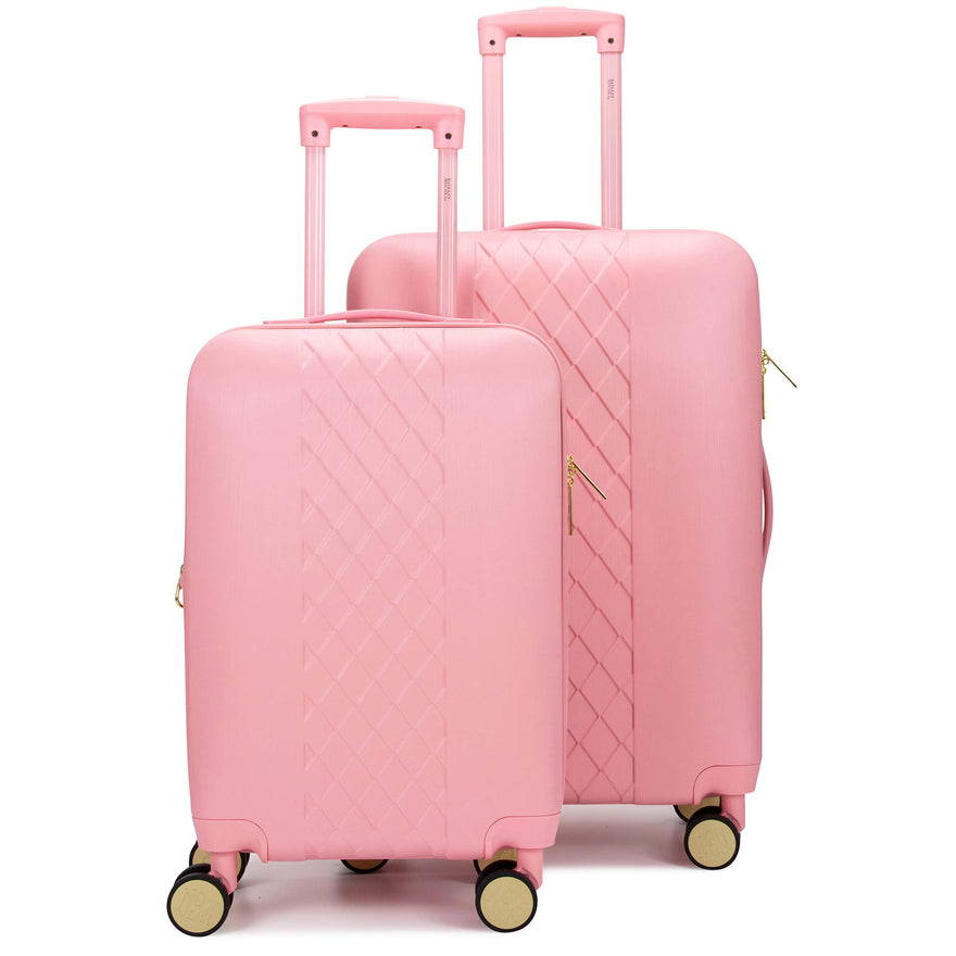 Badgley Mischka Diamond Hard Expandable Spinner Luggage Set (2 Piece) (Pink, 20"/24")