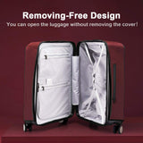 Removing-Free Travel Luggage Cover Suitcase Protector Fits 24 Inch Luggage Fits 20"22"24"26"28"30" Inch(Elastic cloth+Clear pvc)24",Wine Red