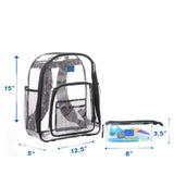 Heavy Duty Clear Backpack, See-Thru Bookbag, Transparent Work Travel Bag Black