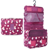 Heavy Duty Waterproof Hanging Toiletry Bag - Travel Cosmetic Makeup Organizer Bag for Women Girls Children Multifunction Travel Kit (Wine Red Daisy)