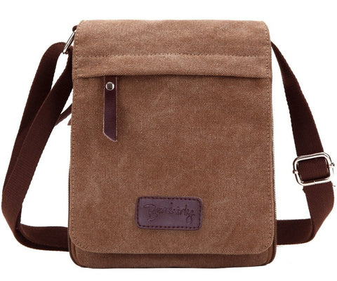 Berchirly Small Vintage Canvas+Leather Messenger Cross body bag Pack Organizer for Travel Hiking Climbing