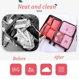 Sackorange 7 Set Travel Storage Bags Packing cubes Multi-functional Clothing Sorting Packages,Travel Packing Pouches,Luggage Organizer (Wine red)
