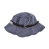 Womens Cotton Polka Dot Rippled Sun UV Protection Folding Bucket Hat Floppy Beach Cap