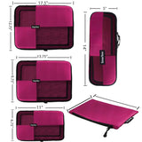 SmarTour packing cubes for travel - 4 Pieces luggage packing organizers with Shoe Bag (wine red 02)