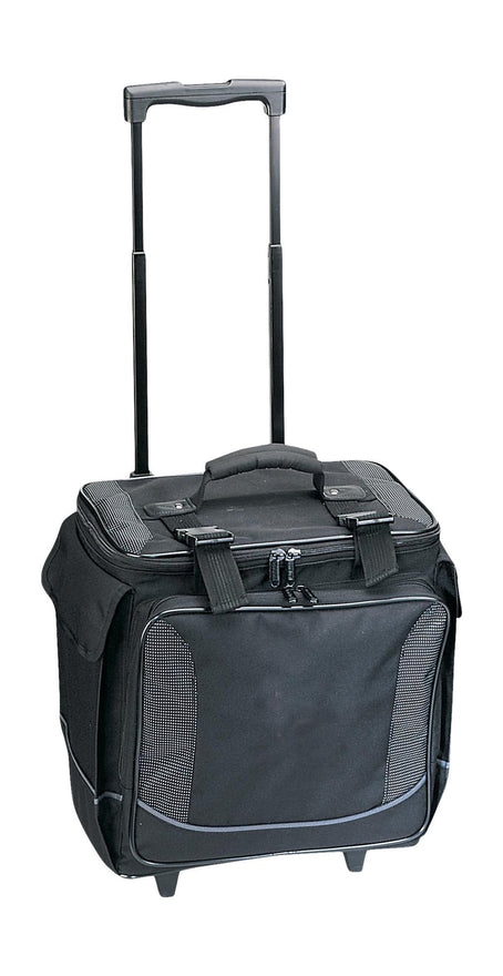 Travelwell 12 Piece Polyester Bottle Limo Wine Case Tote Cooler with Wheel and Organizer, Black