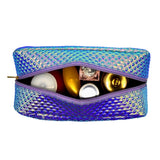 Holographic Cosmetic Bag Makeup Bag Toiletry Travel Bag Handy Large Protable Wash Pouch Waterproof Zipper Handbag Carry Case Organizer Mermaid Makeup Brush bag(shiny purple bag)