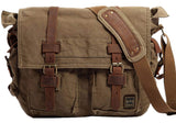 Berchirly Vintage Military Men Canvas Messenger Bag for 17.3Inch Laptop