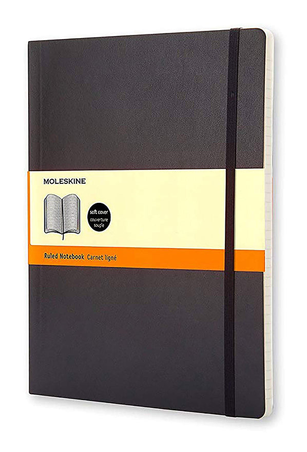Moleskine Classic Notebook, Soft Cover, XL (7.5" x 9.5") Ruled/Lined, Black