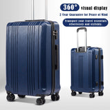 Coolife Luggage Expandable Suitcase PC+ABS with TSA Lock Spinner 20in 24in 28in (navy, S(20in_carry on))